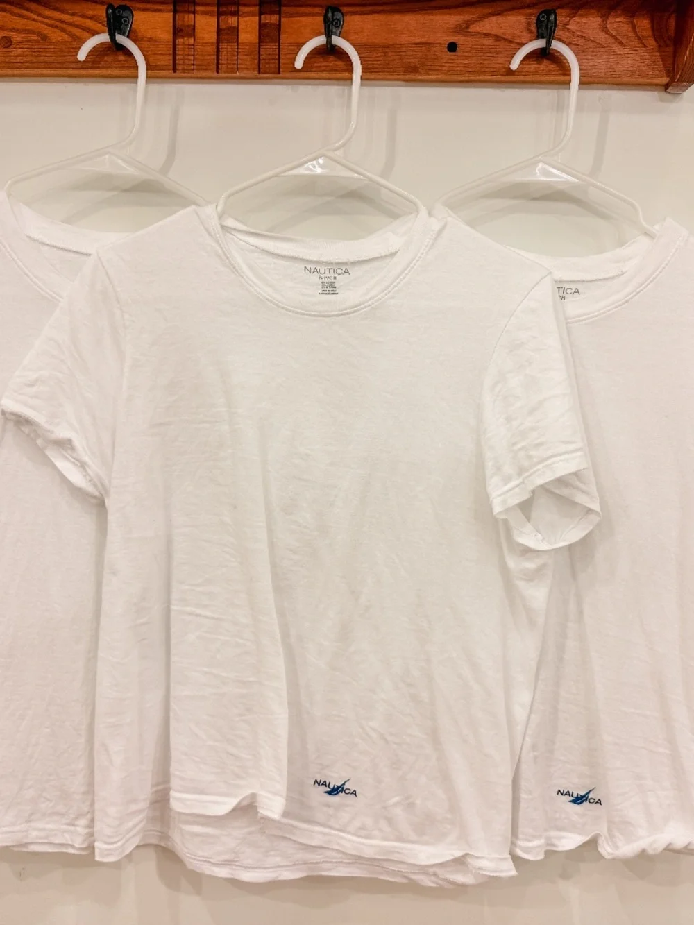 3-pack men's white Nautica tees, small